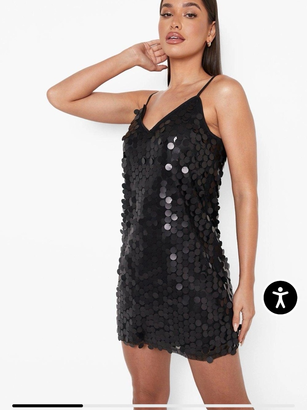 Boohoo Black Sequin Mini Dress